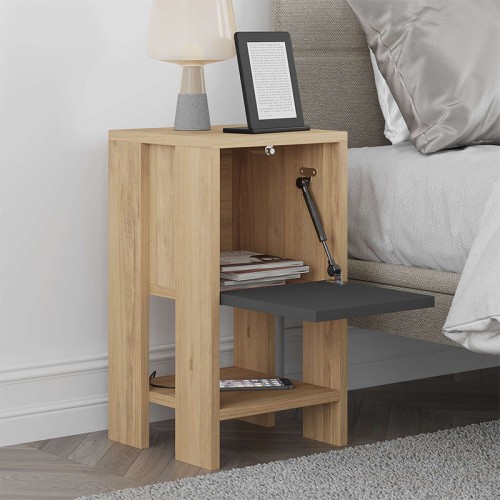 Κομοδίνο Ema Megapap χρώμα sapphire oak - ανθρακί 30x30x55εκ.