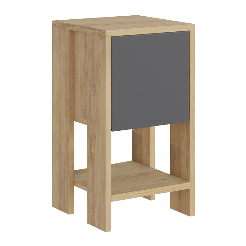 Κομοδίνο Ema Megapap χρώμα sapphire oak - ανθρακί 30x30x55εκ.