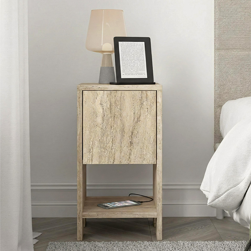 Κομοδίνο Ema Megapap χρώμα travertine 30x30x55εκ.
