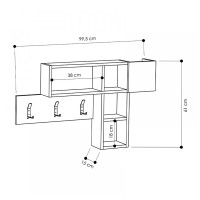 Κρεμάστρα τοίχου Game Megapap χρώμα sapphire oak - ανθρακί 99,5x15x61εκ.