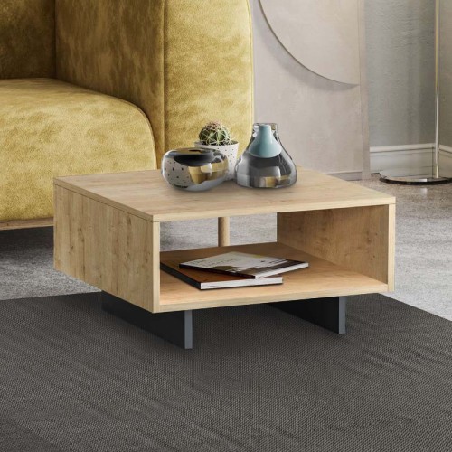 Τραπεζάκι σαλονιού Hola Megapap χρώμα sapphire oak - ανθρακί 60x60x32εκ.
