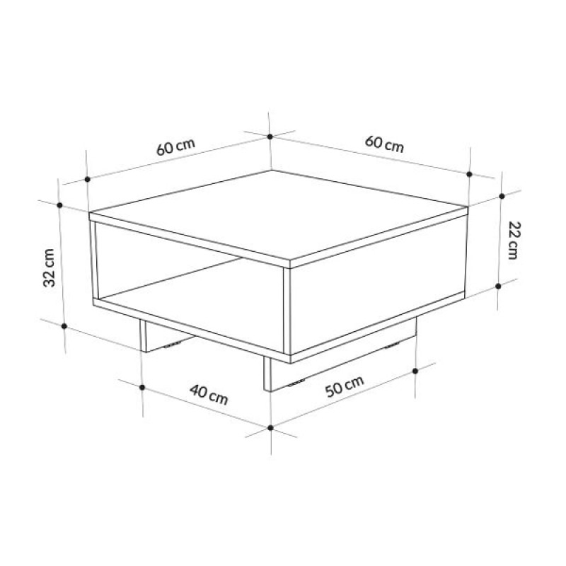 Τραπεζάκι σαλονιού Hola Megapap χρώμα λευκό 60x60x32εκ.