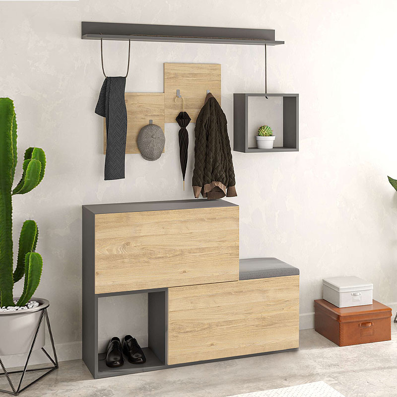 Έπιπλο εισόδου - παπουτσοθήκη Holdon Megapap sapphire oak/ανθρακί 120x36,5x87,5εκ.