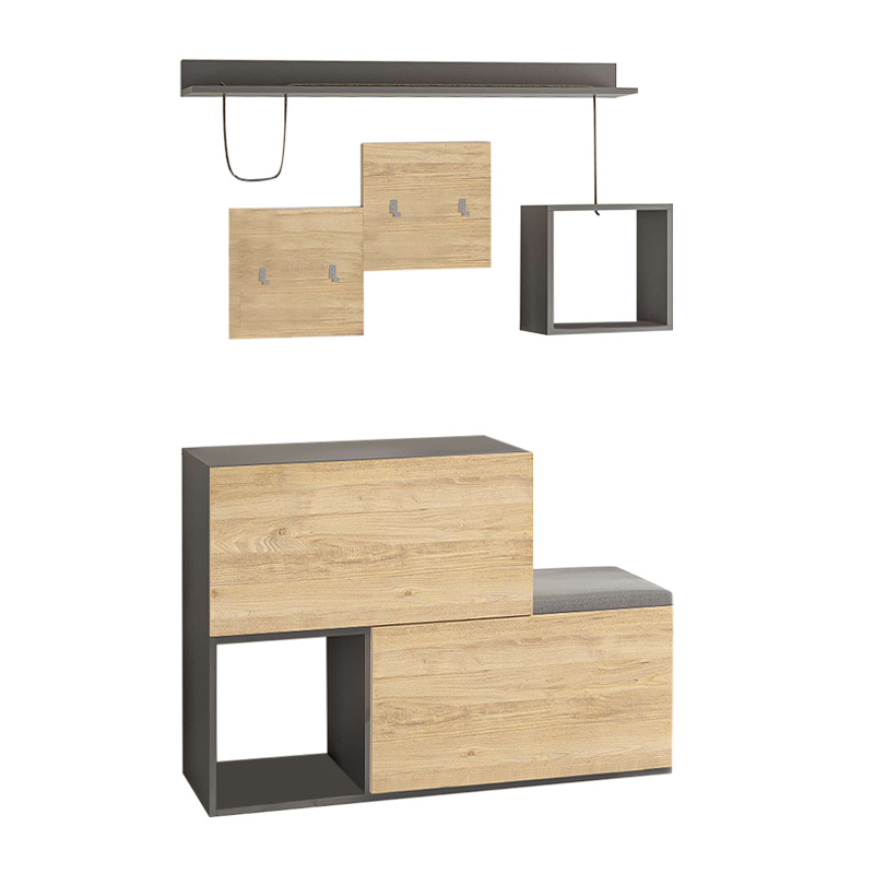 Έπιπλο εισόδου - παπουτσοθήκη Holdon Megapap sapphire oak/ανθρακί 120x36,5x87,5εκ.
