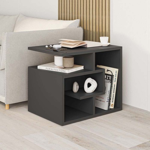 Τραπεζάκι βοηθητικό Labirent Megapap χρώμα ανθρακί 54x40x45εκ.