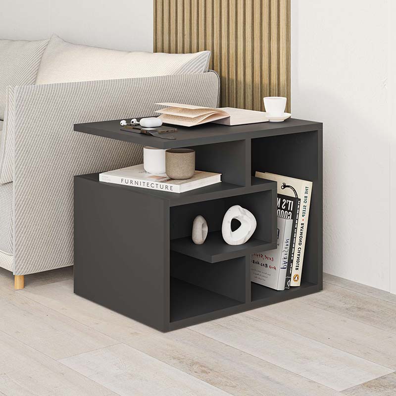 Τραπεζάκι βοηθητικό Labirent Megapap χρώμα ανθρακί 54x40x45εκ.