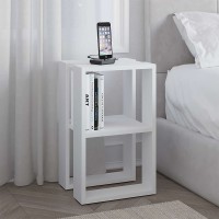 Κομοδίνο - Τραπεζάκι βοηθητικό Lonie Megapap χρώμα λευκό 34x30x55εκ.
