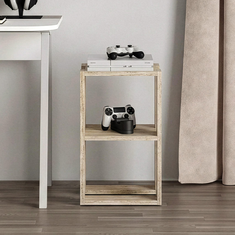 Κομοδίνο - Τραπεζάκι βοηθητικό Lonie Megapap χρώμα travertine 34x30x55εκ.