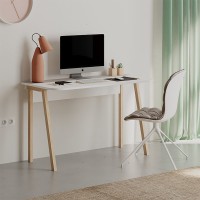 Γραφείο εργασίας Luton Megapap χρώμα ανοιχτή μόκα/λευκό 120x60x75εκ.