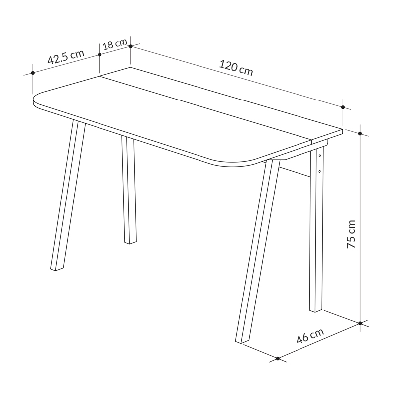 Γραφείο εργασίας Luton Megapap χρώμα sapphire oak 120x60x75εκ.