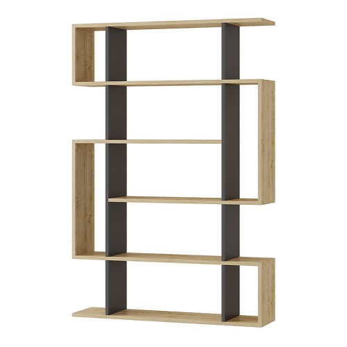 Βιβλιοθήκη Mito Megapap χρώμα sapphire oak - ανθρακί 108x25x161εκ.