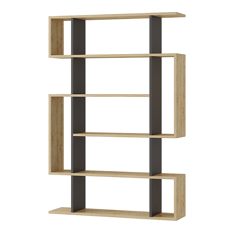 Βιβλιοθήκη Mito Megapap χρώμα sapphire oak - ανθρακί 108x25x161εκ.