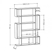 Βιβλιοθήκη Mito Megapap χρώμα sapphire oak - ανθρακί 108x25x161εκ.