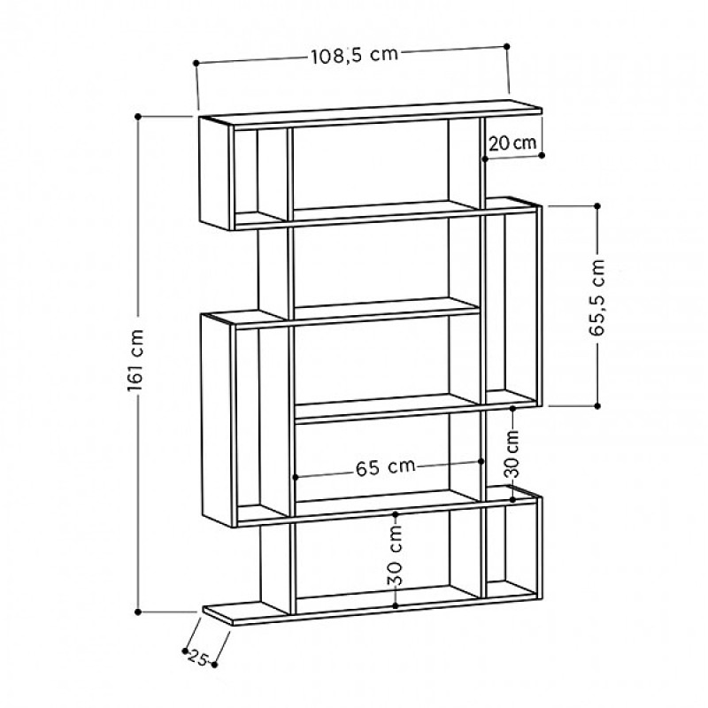 Βιβλιοθήκη Mito Megapap χρώμα sapphire oak - ανθρακί 108x25x161εκ.