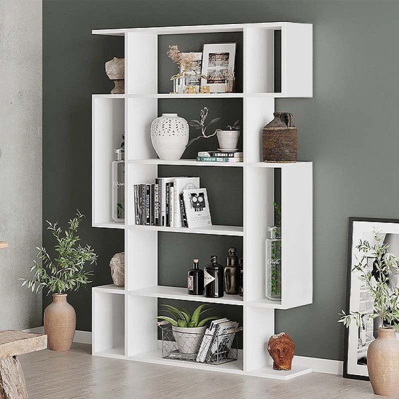 Βιβλιοθήκη Mito Megapap χρώμα λευκό 108x25x161εκ.
