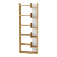 Βιβλιοθήκη Oppa Megapap χρώμα sapphire oak/λευκό 60x22x162εκ.