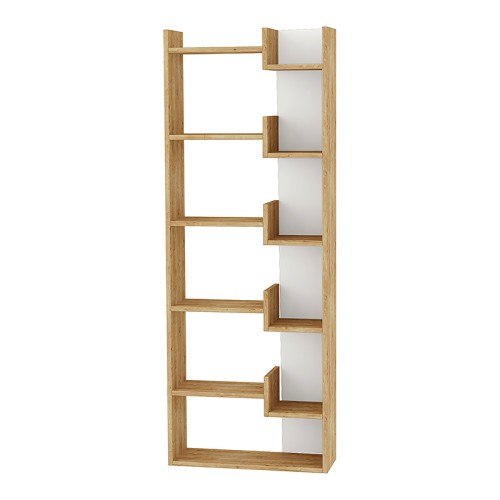 Βιβλιοθήκη Oppa Megapap χρώμα sapphire oak/λευκό 60x22x162εκ.