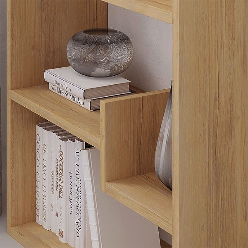 Βιβλιοθήκη Oppa Megapap χρώμα sapphire oak/λευκό 60x22x162εκ.