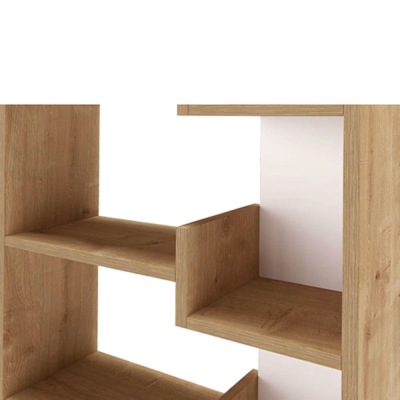 Βιβλιοθήκη Oppa Megapap χρώμα sapphire oak/λευκό 60x22x162εκ.