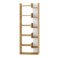 Βιβλιοθήκη Oppa Megapap χρώμα sapphire oak/λευκό 60x22x162εκ.