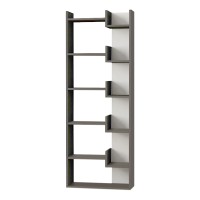 Βιβλιοθήκη Oppa Megapap χρώμα ανθρακί - λευκό 60x22x162εκ.