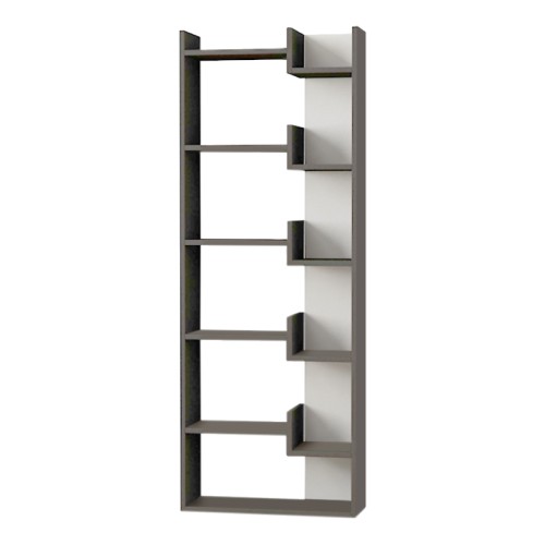 Βιβλιοθήκη Oppa Megapap χρώμα ανθρακί - λευκό 60x22x162εκ.