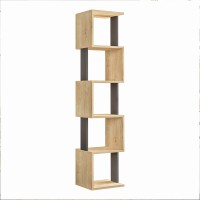 Βιβλιοθήκη Piri Megapap χρώμα sapphire oak/ανθρακί 35x30x161εκ.