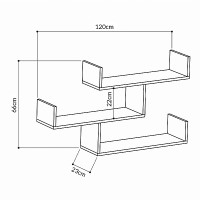 Ραφιέρα τοίχου Tibet Megapap χρώμα sapphire oak 119x22x66εκ.