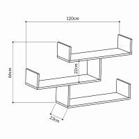 Ραφιέρα τοίχου Tibet Megapap χρώμα ανθρακί 119x22x66εκ.