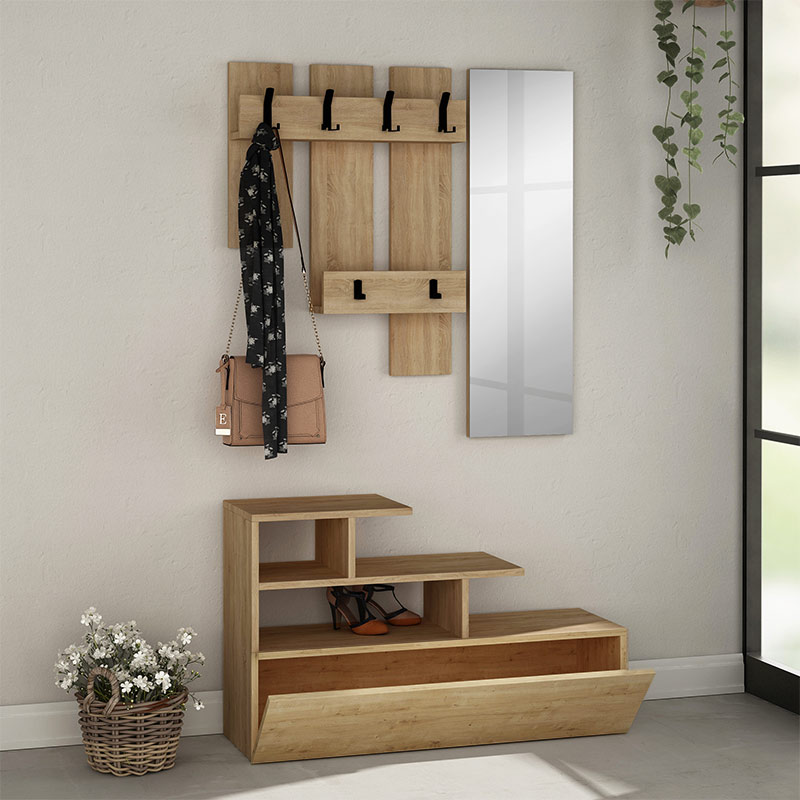 Έπιπλο εισόδου Vesty Megapap χρώμα sapphire oak 100x30x61εκ.