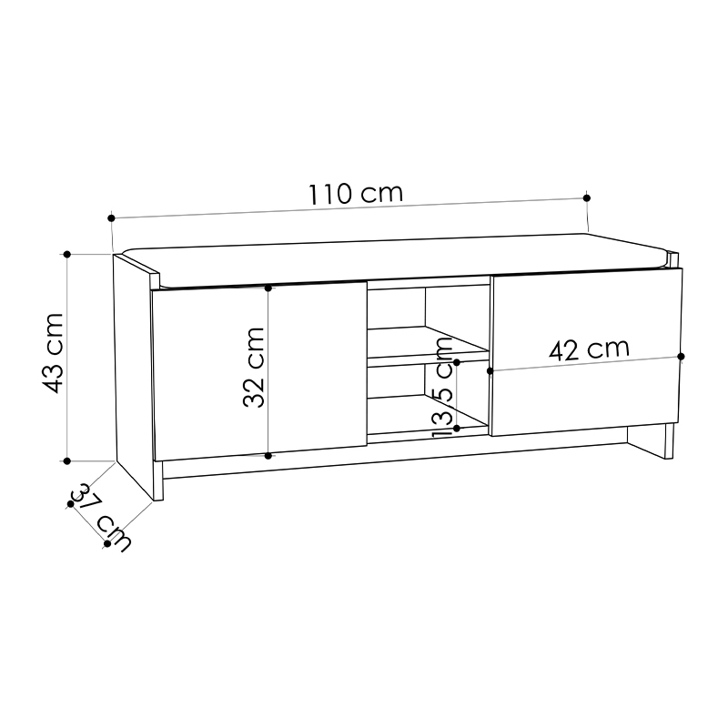 Παπουτσοθήκη Zulla Megapap χρώμα sapphire oak 110x37x43εκ.