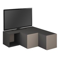 Έπιπλο τηλεόρασης γωνιακό Compact Megapap χρώμα ανθρακί - ανοιχτή μόκα 94,2x90,6x31,4εκ.