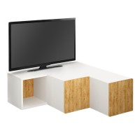 Έπιπλο τηλεόρασης γωνιακό Compact Megapap χρώμα λευκό - sapphire oak 94,2x90,6x31,4εκ.