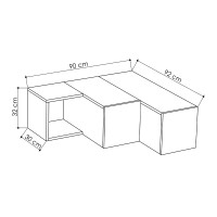 Έπιπλο τηλεόρασης γωνιακό Compact Megapap χρώμα λευκό - sapphire oak 94,2x90,6x31,4εκ.