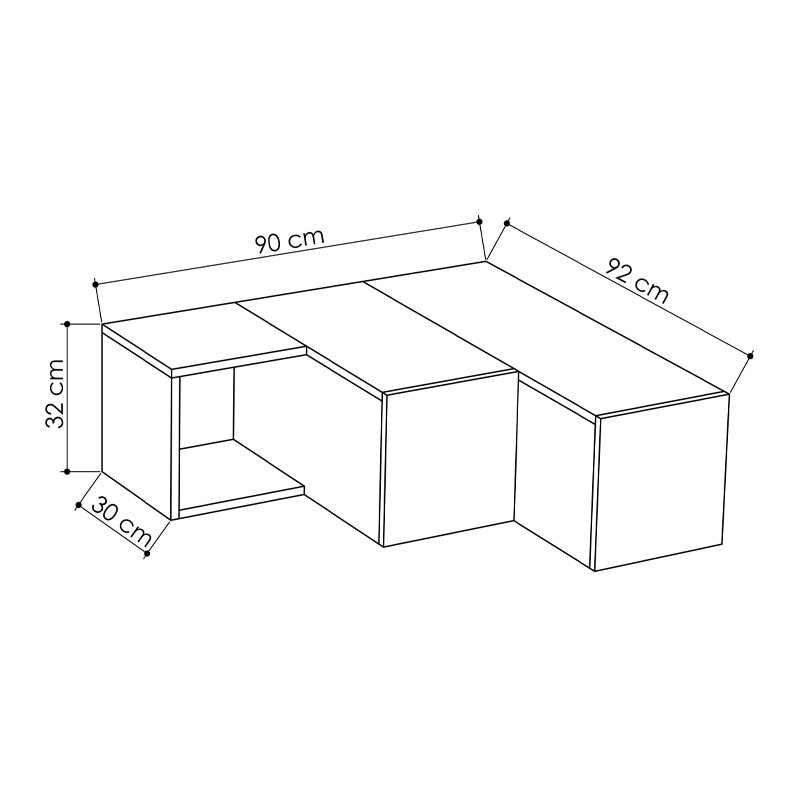 Έπιπλο τηλεόρασης γωνιακό Compact Megapap χρώμα λευκό - sapphire oak 94,2x90,6x31,4εκ.
