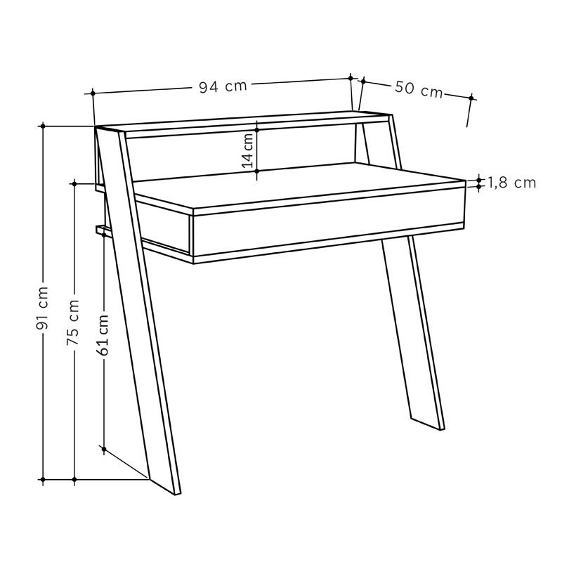 Γραφείο εργασίας Cowork Megapap χρώμα λευκό αντικέ 94x50x91εκ.