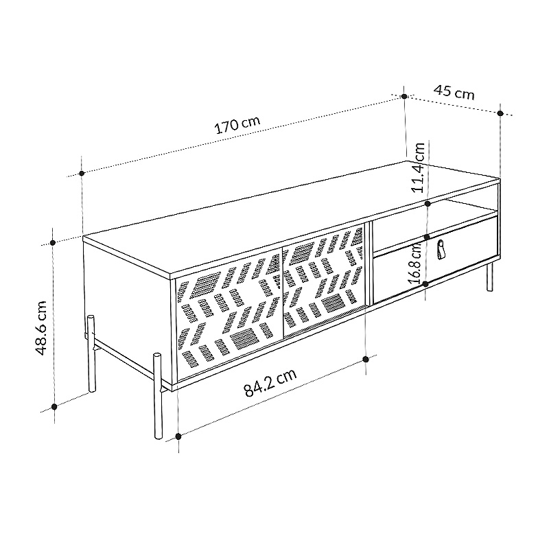 Έπιπλο τηλεόρασης Dionysos Megapap χρώμα sapphire oak 170x45x48,6εκ.