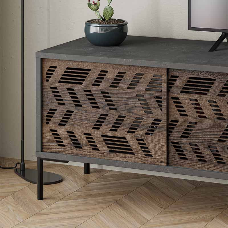 Έπιπλο τηλεόρασης Dionysos Megapap χρώμα γκρι ρετρό 170x45x48,6εκ.