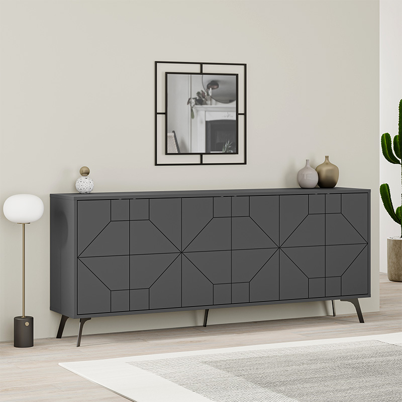 Μπουφές Dune Megapap χρώμα ανθρακί 184x35x77,4εκ.
