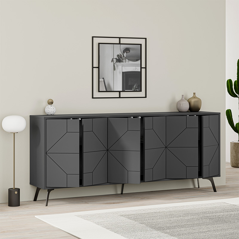 Μπουφές Dune Megapap χρώμα ανθρακί 184x35x77,4εκ.