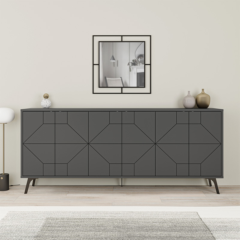 Μπουφές Dune Megapap χρώμα ανθρακί 184x35x77,4εκ.