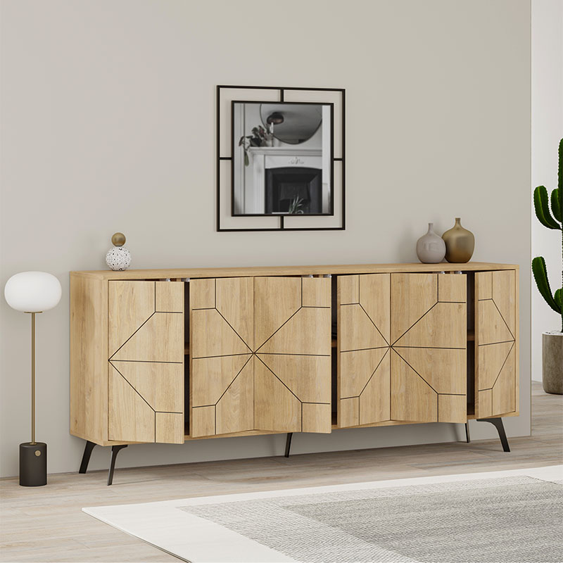 Μπουφές Dune Megapap χρώμα sapphire oak 184x35x77,4εκ.