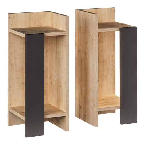 Κομοδίνο Elos Megapap σετ 2 τεμαχίων χρώμα sapphire oak - ανθρακί 25x27x60εκ.