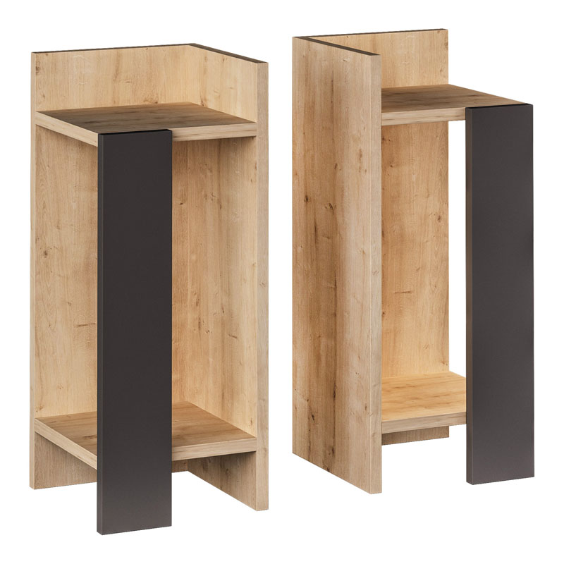 Κομοδίνο Elos Megapap σετ 2 τεμαχίων χρώμα sapphire oak - ανθρακί 25x27x60εκ.