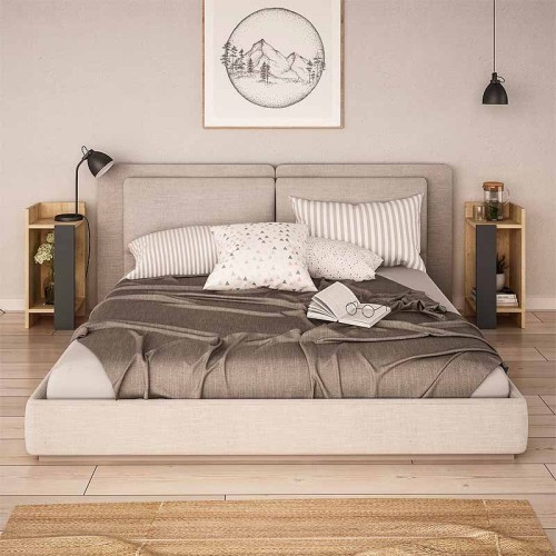 Κομοδίνο Elos Megapap σετ 2 τεμαχίων χρώμα sapphire oak - ανθρακί 25x27x60εκ.