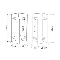 Κομοδίνο Elos Megapap σετ 2 τεμαχίων χρώμα sapphire oak 25x27x60εκ.