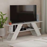 Έπιπλο τηλεόρασης Farfalla Megapap χρώμα λευκό αντικέ 120x33,5x40εκ.