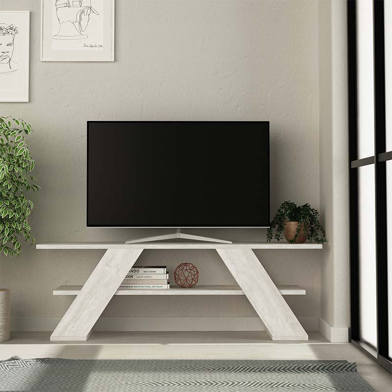 Έπιπλο τηλεόρασης Farfalla Megapap χρώμα λευκό αντικέ 120x33,5x40εκ.