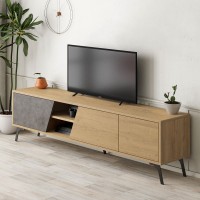 Έπιπλο τηλεόρασης Fiona Megapap χρώμα sapphire oak - γκρι ρετρό 180x35,6x48εκ.