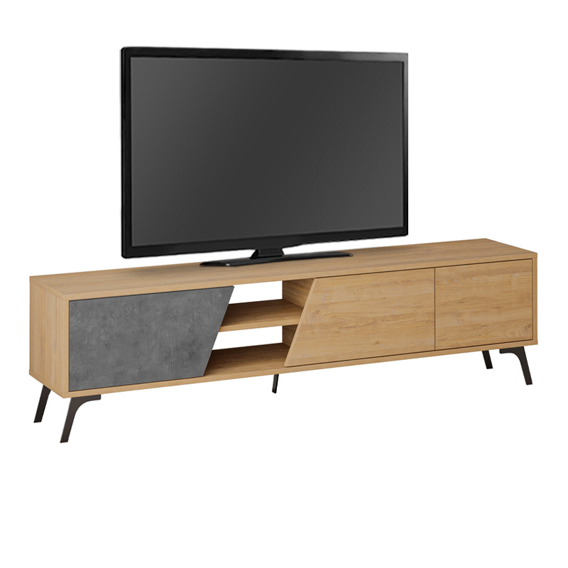 Έπιπλο τηλεόρασης Fiona Megapap χρώμα sapphire oak - γκρι ρετρό 180x35,6x48εκ.